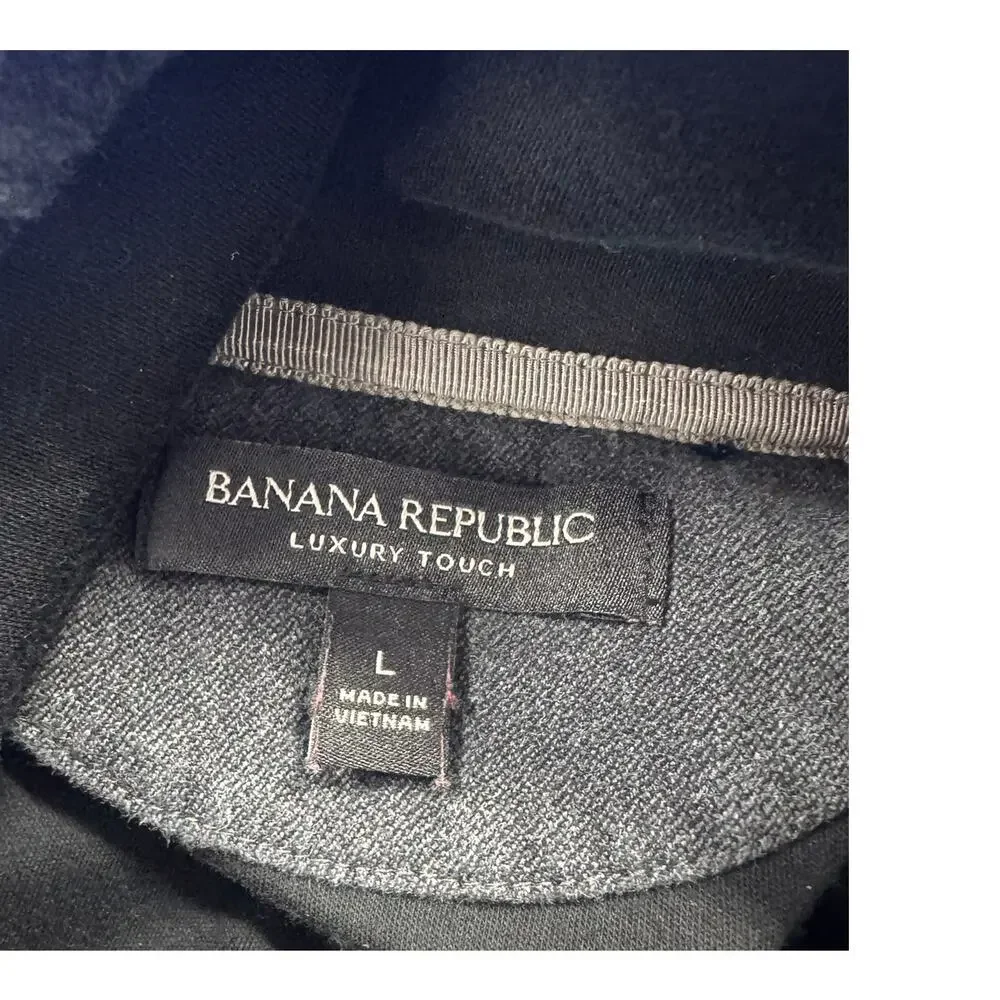 Banana Republic Luxury Touch Black Gray Mens Large Pullover Quarter Zip
